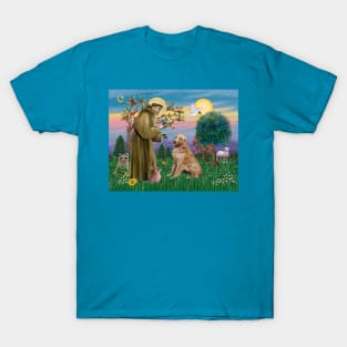 Saint Francis Blesses a Golden Retriever T-Shirt